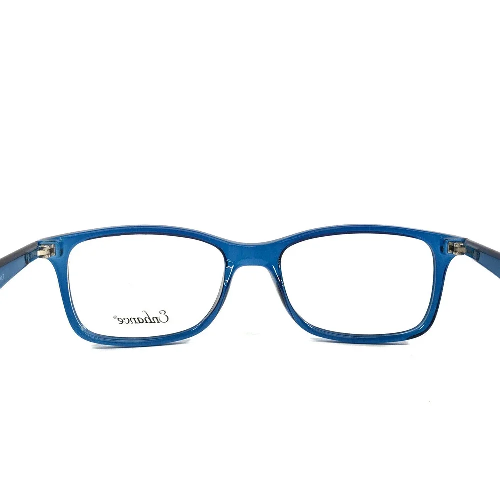 Enhance Eyeglasses Frames 4200 SHINY COBALT Blue Rectangle Full Rim 50-17-135